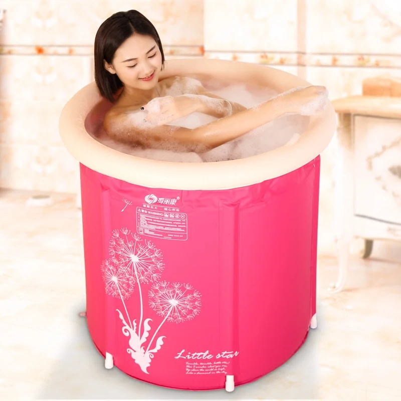 Korean Style Insulation Bath barrel Adult Household Folding Bracket Plastic Bathtub Full Body Thickening Heat Preservation | Дом и сад