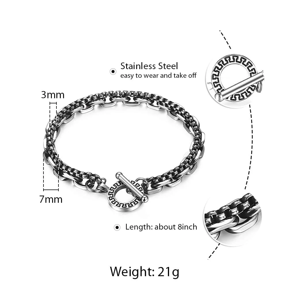 Цепочка из звеньев нержавеющей стали браслеты мужские Мальчики двухслойный