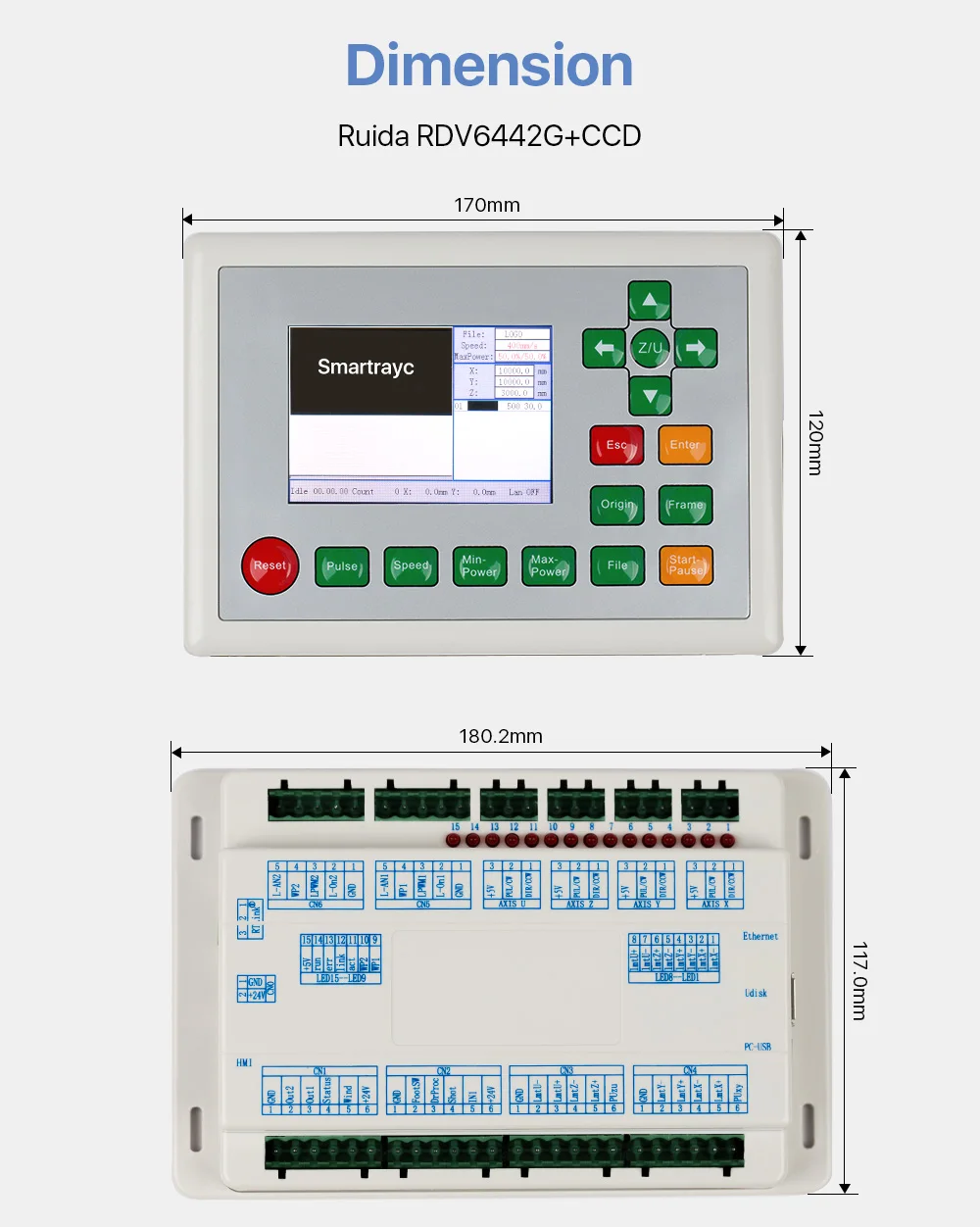 Cloudray Ruida RDV6442G CCD визуальный Co2 лазерный контроллер системы для лазерной резки гравер машина