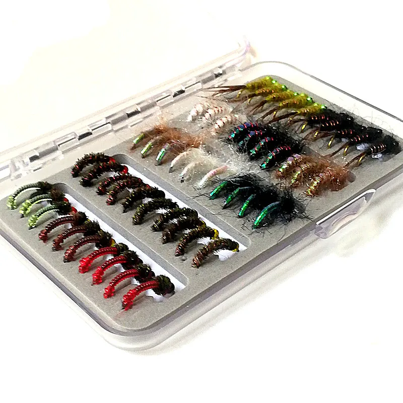 

KKWEZVA 50pcs Nymph Fishing Lure fly Insects different Style Salmon Flies Trout Single Fly Fishing Lures Fishing Tackle
