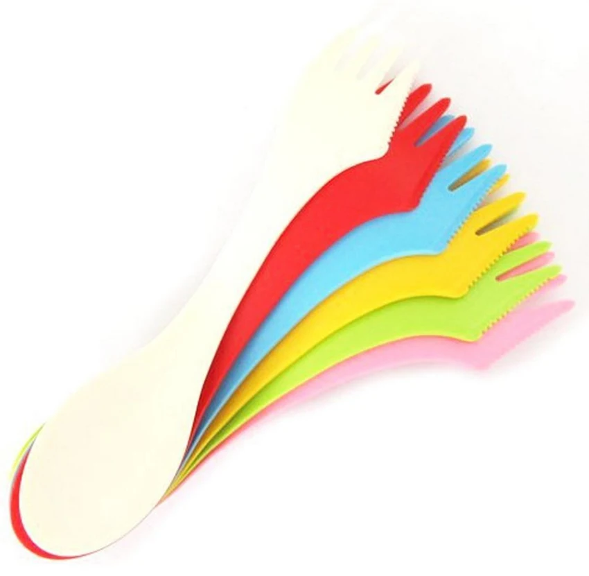 Hot Sell 6PCS Plastic Fork Knife Camping Spork Combo Travel Party Utensils Cutlery Set S | Дом и сад