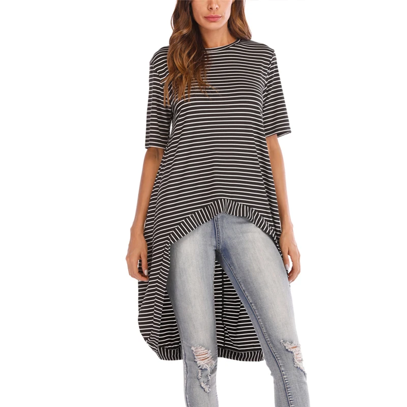 Новое поступление HAOLA женские асимметричные блузки высокая низкая туника топы