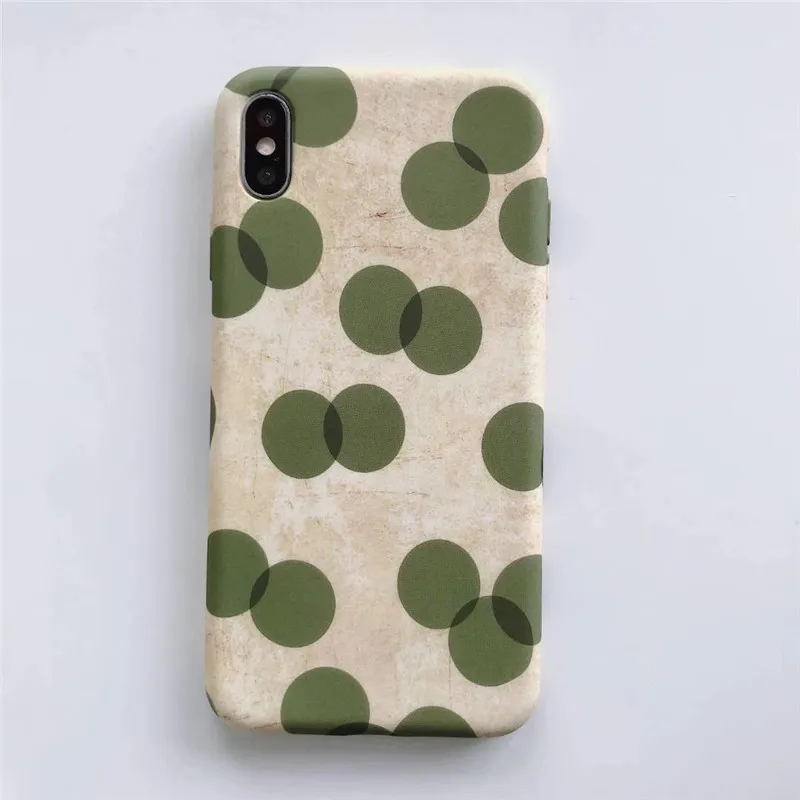Matte oil painting green wave point phone case For iphone XS MAX XR X 6 6s 7 8plus anti-staining soft shell TPU back cover |
