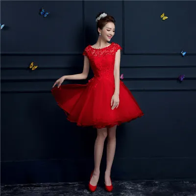 red Robe de soiree, розовое и красное элегантное вечернее платье с u-образным вырезом, кружевное вечернее платье с аппликацией, праздничное платье, платья для выпускного вечера - Цвет: red