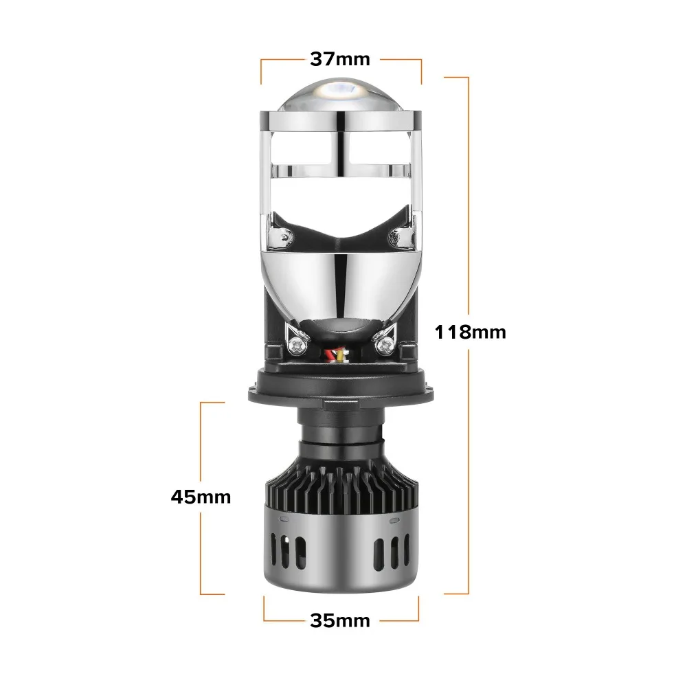 H4 LED Headlight Bulb with Mini Projector Lens H4 LED Conversion Kit 9600LM Automobiles Hi/Lo Beam LED Bulbs 12V 24V 6500K White