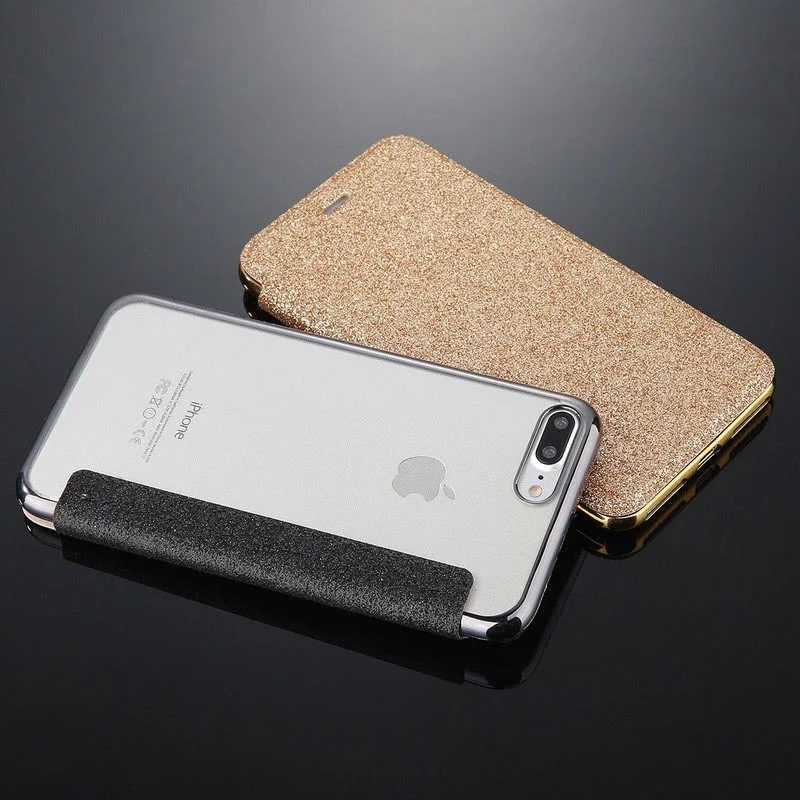 Блестящий кожаный чехол-бумажник с откидной крышкой для iPhone 11 Pro XS Max XR X 8 8Plus 7 7 Plus 6 6s Plus 5 5S SE прозрачный мягкий чехол из ТПУ