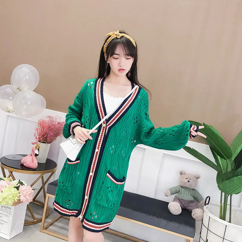 Свитер женский Повседневный с вырезом длинный треугольным зеленый красный |