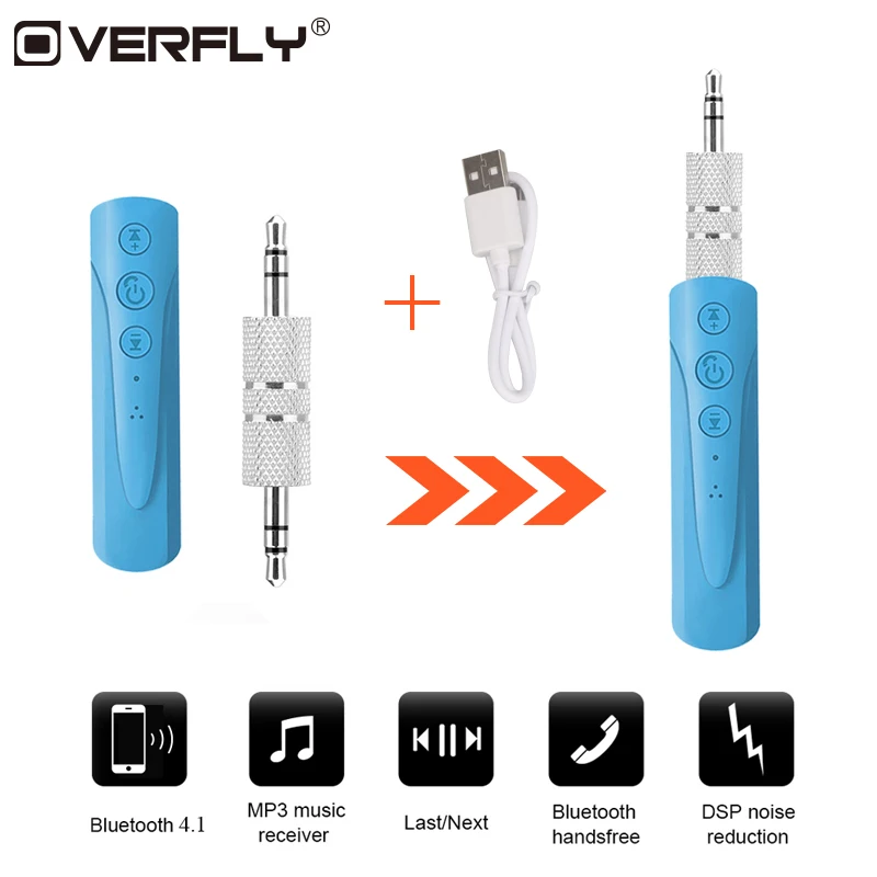 Overfly беспроводной Bluetooth 4 1 аудио адаптер конвертер 3 5 Jack музыка приема