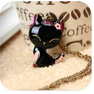 Длинная цепь 2016 цветное ожерелье с котом чарующая подвеска покрытая эмалью