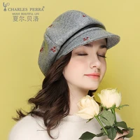 charles perra brand women hats autumn new korean version beret fashion lady caps elegant octagonal hat 1269