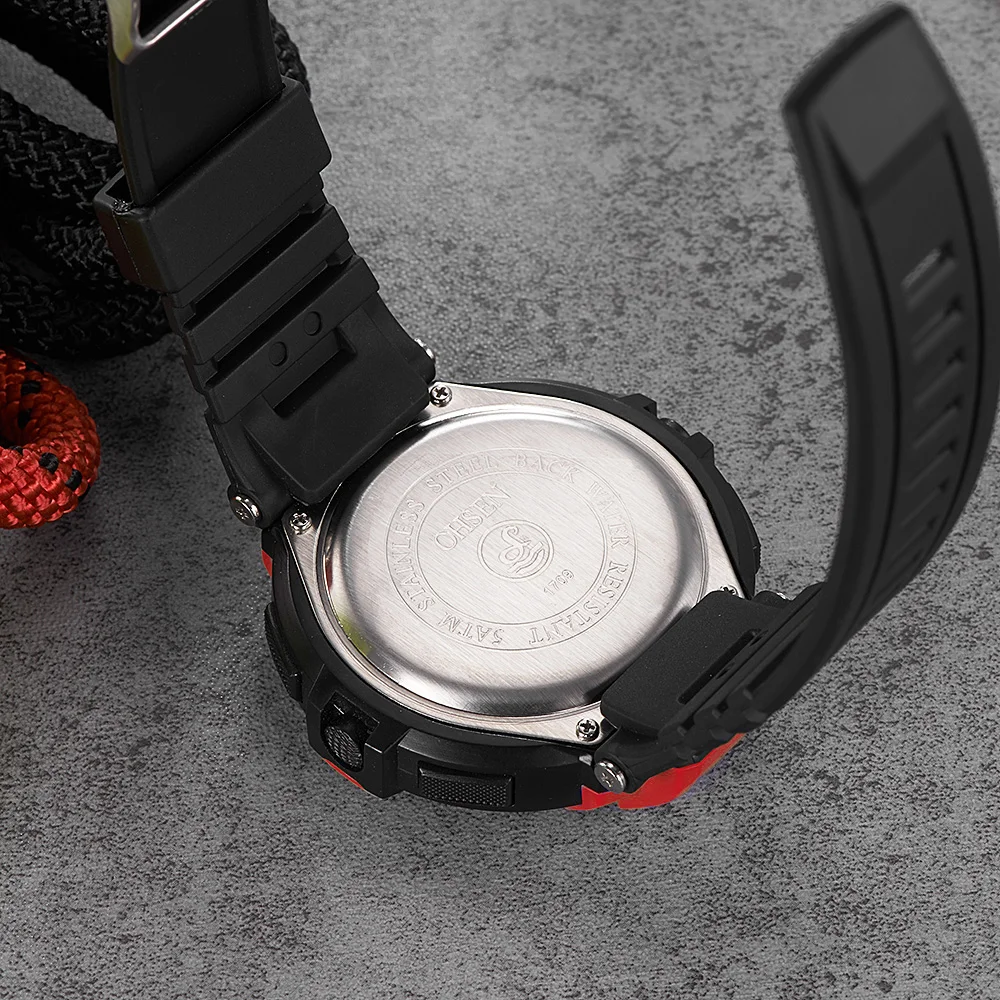 Новый модный бренд OHSEN цифровые часы для мужчин Horloge бег спортивные резинкой
