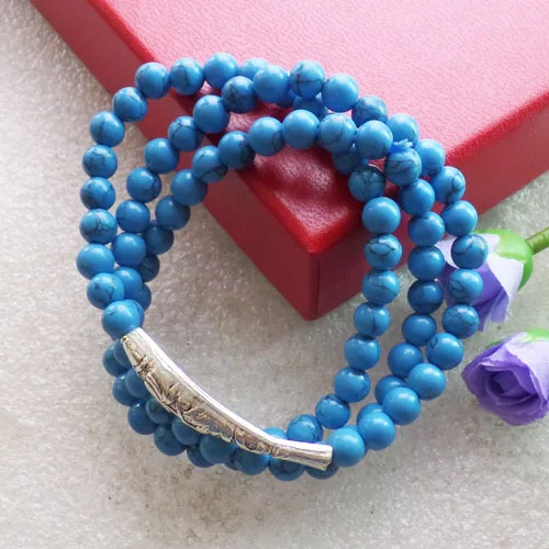 Женский браслет из трех нитей можно сделать и ожерелье натуральная бирюза с