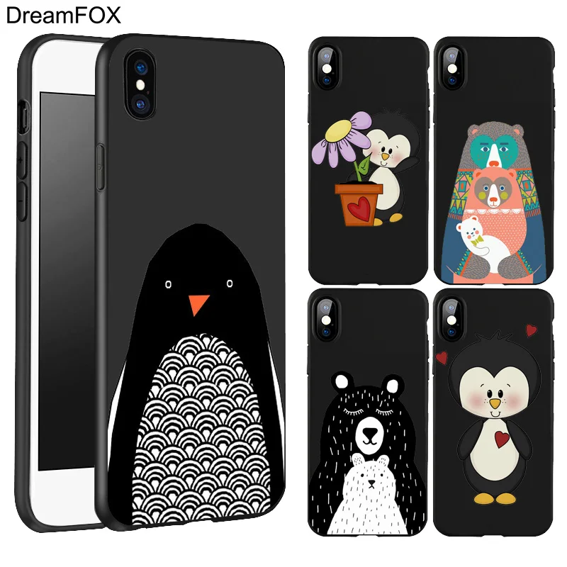 DREAMFOX L073 Пингвин Черный Мягкий ТПУ силиконовый чехол для Apple iPhone 11 Pro XR XS Max X 8 7 6 6S Plus