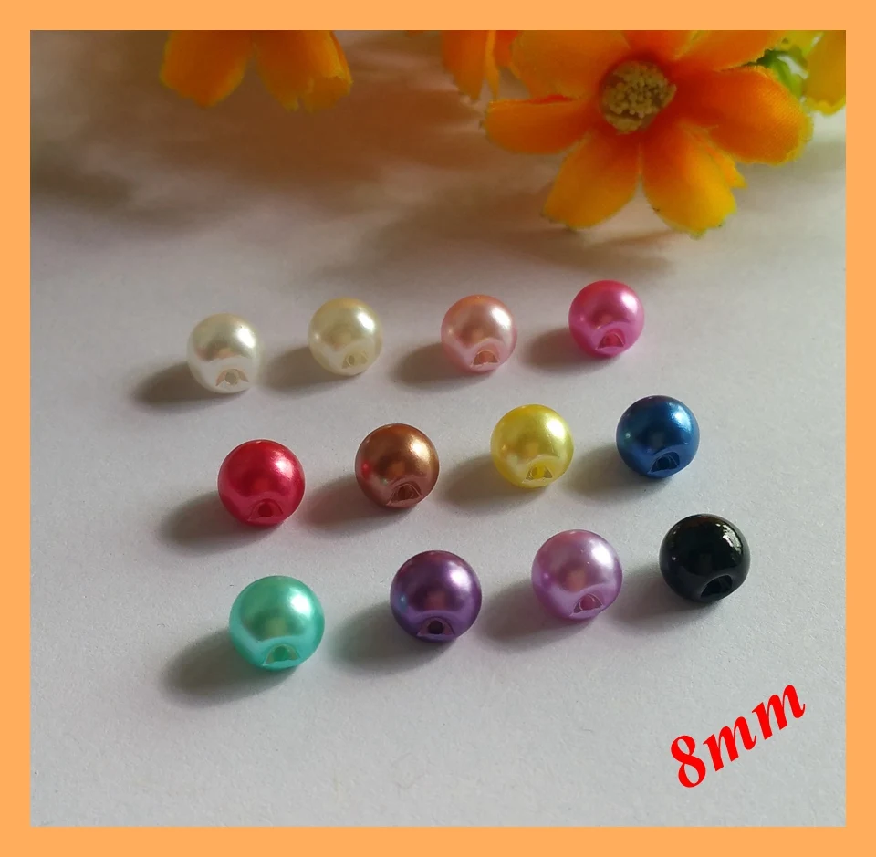 200 шт. 8 мм горячая Распродажа красивые красочные жемчужные пуговицы свадебное