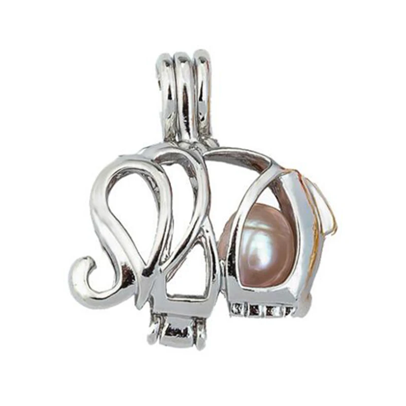 Серебряная жемчужная клетка Ювелирная фурнитура медальон &quotСлон&quot кулон