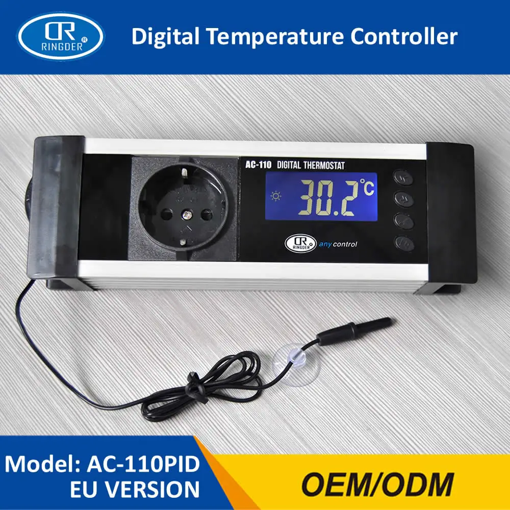 RINGDER AC-110 цифровой рептилий затемнение температурный термостат Plup-in PID Регулятор Аквариум Диммируемый регулятор температуры - Цвет: EU 220V50HZ