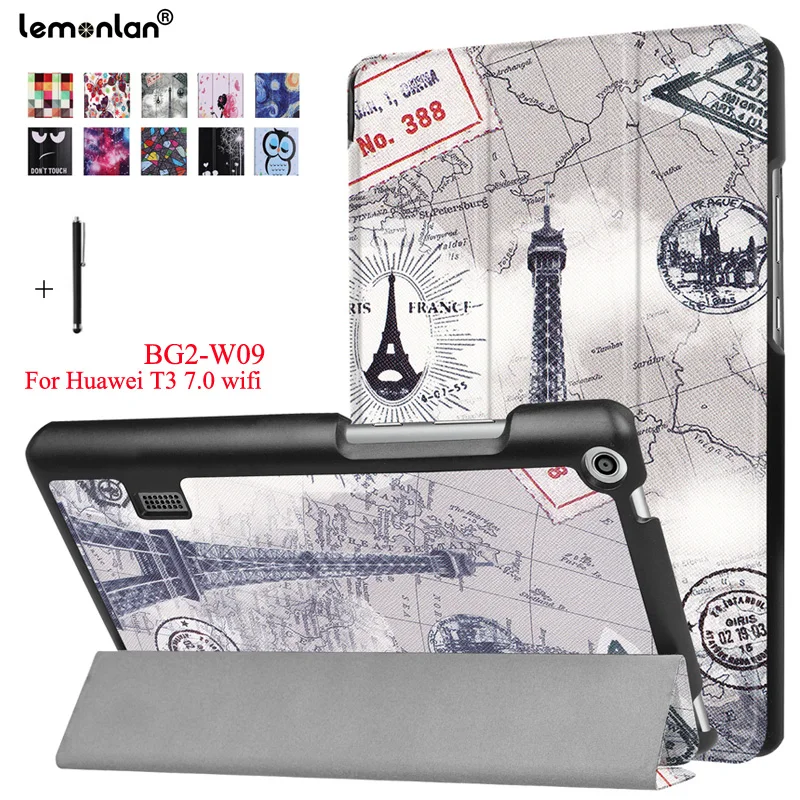 Lemonlan Tablet Обложка для huawei MediaPad T3 7 0 Wifi BG2 W09 Стенд Флип кожаный Капа защитный Fundas