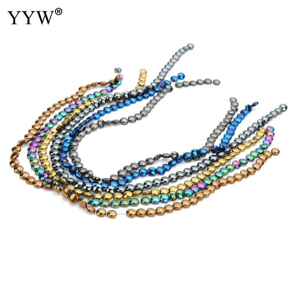 

Classic Flat Round Plated 6mm New Wholesale 12inch Approx 52pcs/Strand Loose Non Magnetic Hematite Beads For Bracelet Making
