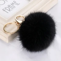 8cm mixed colors genuine leather real rabbit fur ball keychain plush car keyring bag pendant pom key chains