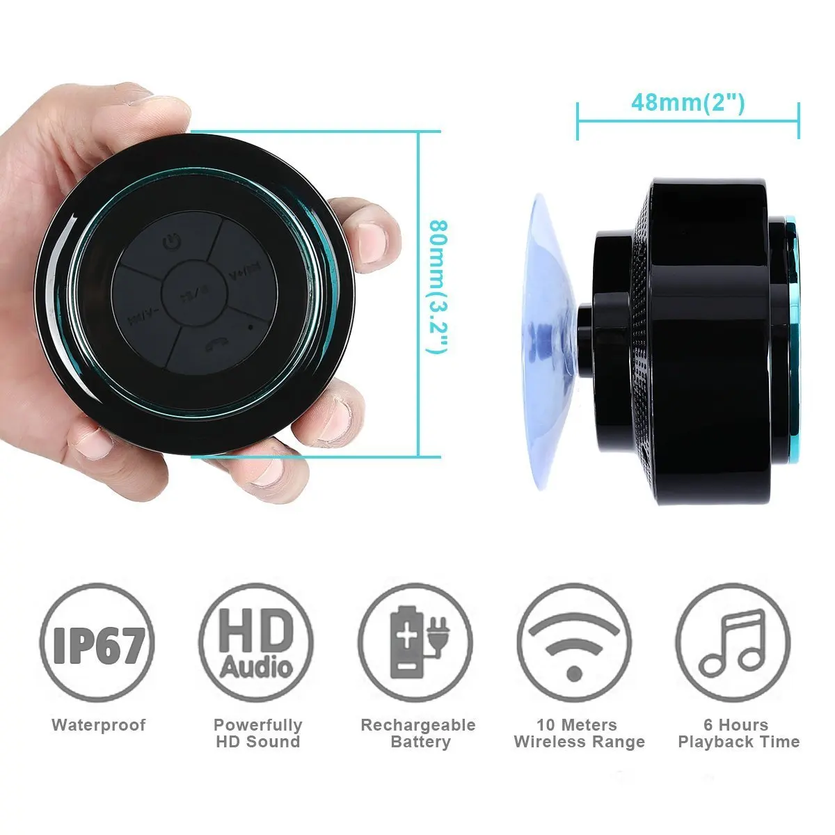 Мини беспроводной Bluetooth динамик водонепроницаемый автомобиль ванная комната офис пляж стерео музыка громкий динамик с присоской для IOS Android