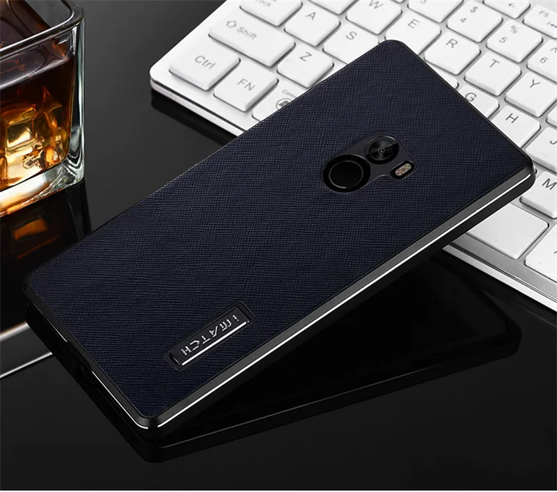 Кожаный чехол для телефона для Xiaomi Mi Mix 2 2s Роскошный Алюминиевый металлический бампер+ натуральная кожа задняя крышка чехол для телефона