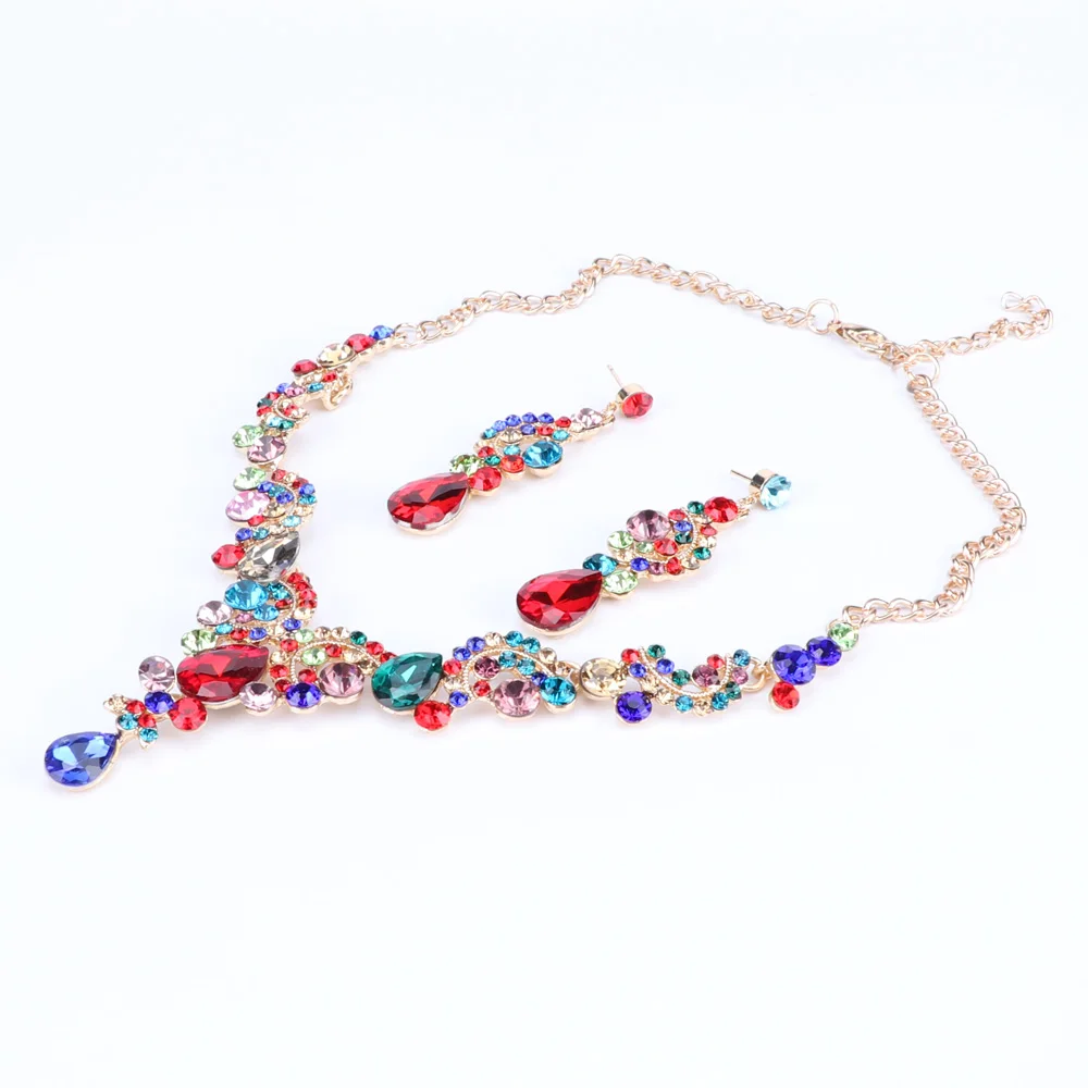 Комплект из колье и серёг с кристаллами|Ювелирные наборы| |