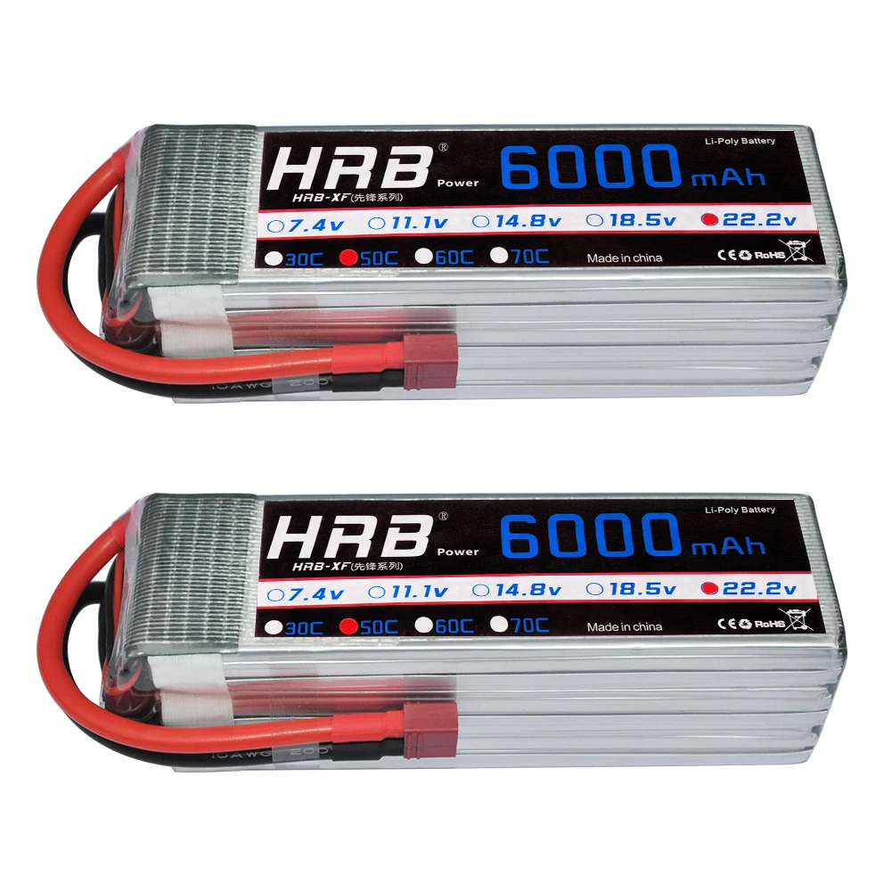2 шт. HRB AKKU 22,2 V 6000mAh 50C-100C 6S RC LiPo батарея для самолета вертолета самолета квадрокоптера дрона игрушки