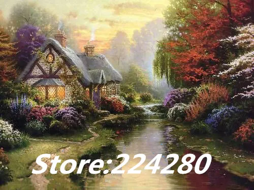 Вышивка. Вышивка Набор для вышивки крестиком 14 карат необработанный дом на реке |