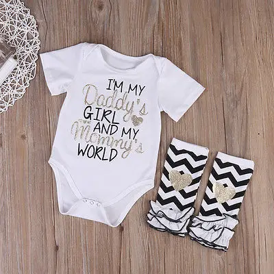 Одежда для новорожденных девочек комбинезон с надписью I'm daddy + теплые леггинсы
