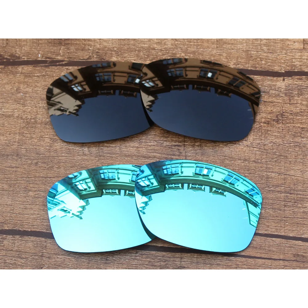 

Vonxyz 2 Pairs Stealth Black & Ice Mirror Polarized Replacement Lenses for-Oakley Jupiter Squared Frame