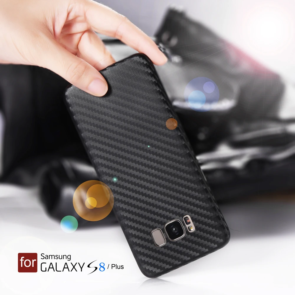 For Galaxy S8 Case Carbon Fiber 0.5mm Ultra Thin Slim Leather Skin Samsung Plus Soft PP Plastic Fitted Cover |