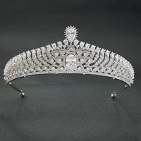 classic cz cubic zirconia flower wedding bridal silver tiara diadem crown women girl prom party hair jewelry accessories s00007
