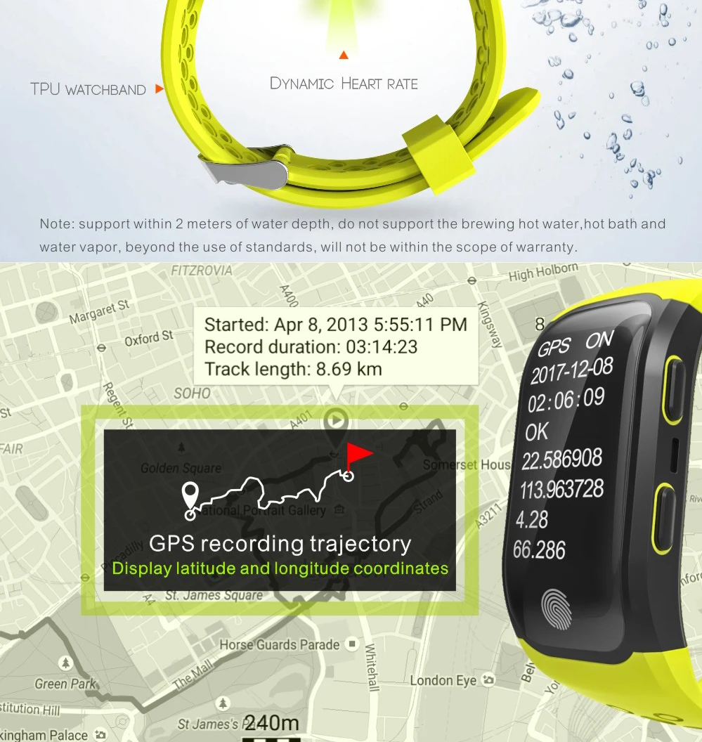 UHOOFIT Bluetooth Смарт-браслет S908 спортивный шагомер gps высота Водонепроницаемый для плавания, Браслет-измеритель пульса для IOS и Android