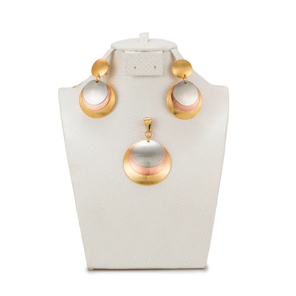 MUKUN Модные женские итальянские Дубаи три серьги с несколькими тонами золотого