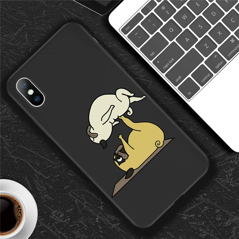 AC4342 Black USLION мультяшный чехол для телефона для iPhone X Xs Max XR 11 Pro Max Забавный чехол с рисунком собаки для йоги для iPhone 8 7 6 6 s Plus Мягкий чехол из ТПУ - Цвет: AC4342 Black