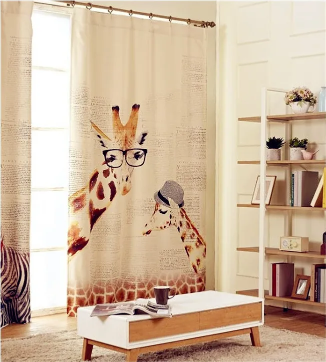 3d шторы из хлопка и льна с принтом зебры жирафа для детской декоративной одежды