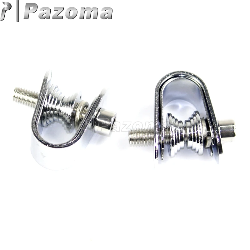 PAZOMA 7/8'' to 1'' Chrome Motorbikes Footpeg Clamps Motor Frame Mount Highway Bar Clamp for Harley Custom Cafe Racer |