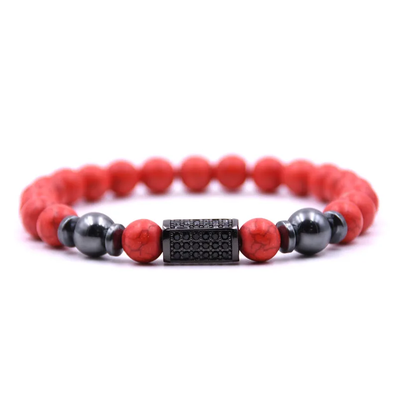 KANGKANG 2019 Retro popular 5 color 8mm stone Bracelet Pave CZ black cuboid Bracelets for Men&ampWomen Classic Jewelry charm gift |