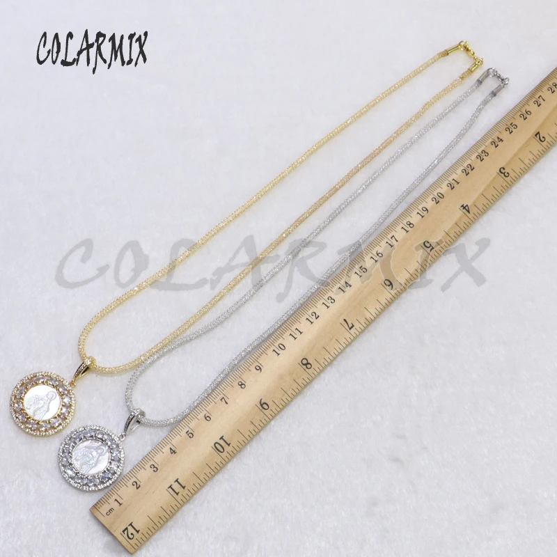 

3Pcs Round pendant necklace Flower shape pendant Necklace Crystal zircon shell charms pedant necklace Fashion jewelry gift 5222