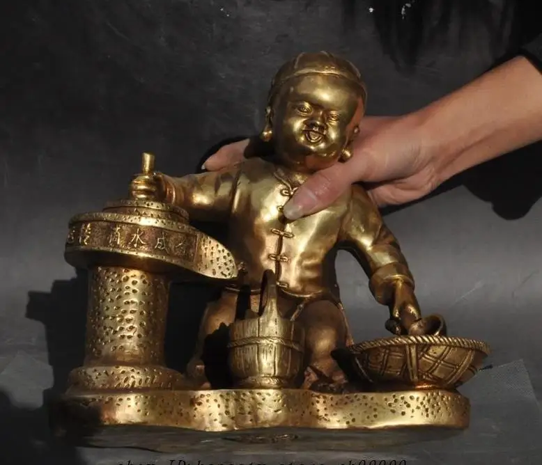 671116490+++Lucky china brass wealth Man Grinding Luck has turned drip into gold Art statue | Дом и сад