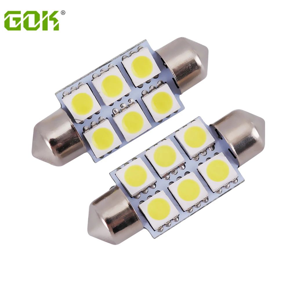Автомобильные светодиодные гирлянды C5W 6SMD 6 светодиодов 5050 31 мм 36 39 42 c10w лампы для