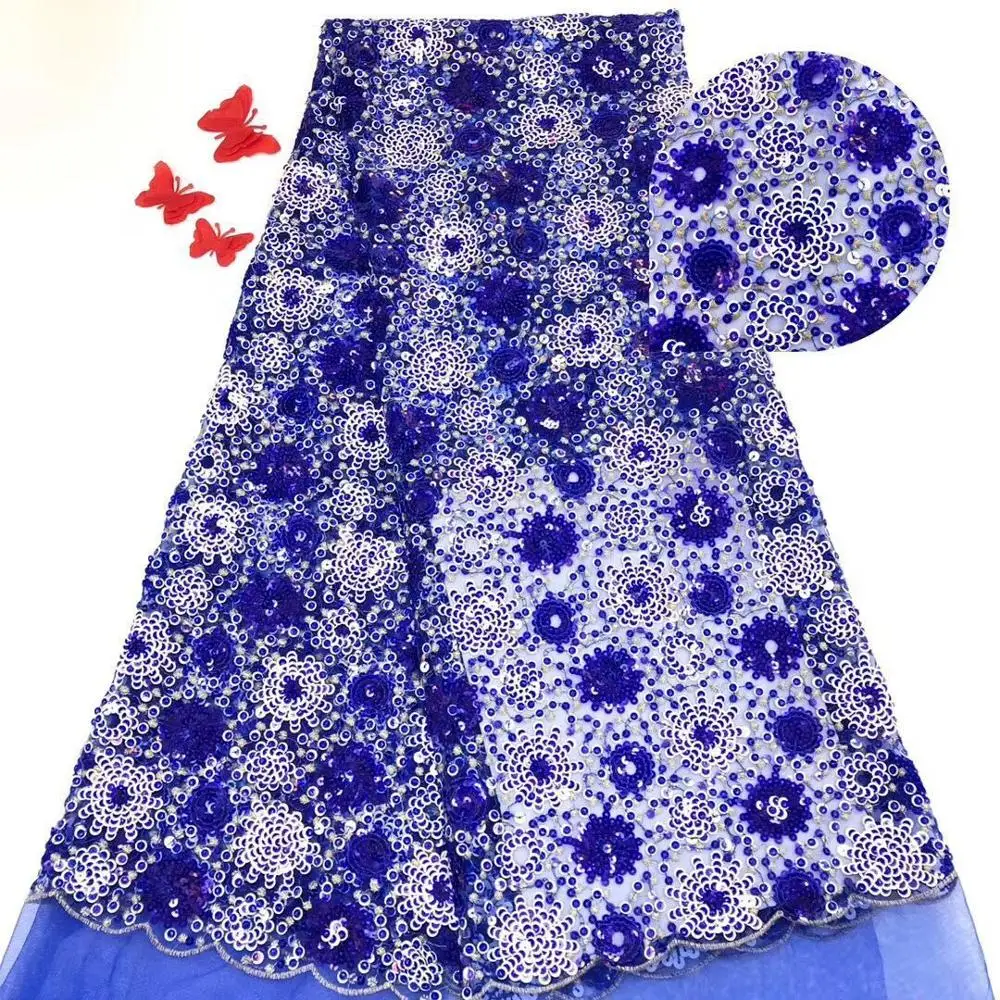 2019 high quality sequence French Nigerian sequins net lace African tulle mesh fabric for dress 5yards/lot white | Дом и сад