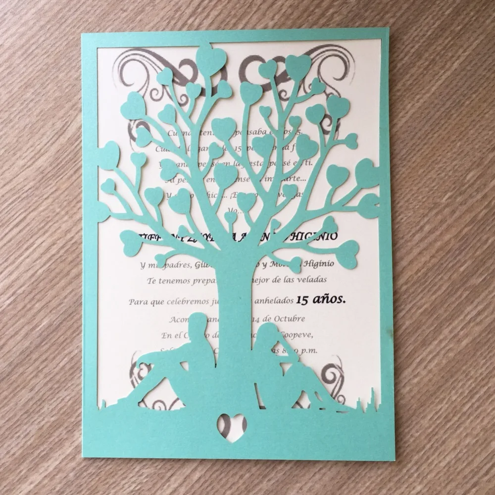 2017 New Free shipping Royal blue gold love tree bride&ampgroom designed elegant laser cut wedding invitations cards 25pcs/lot | Дом и сад