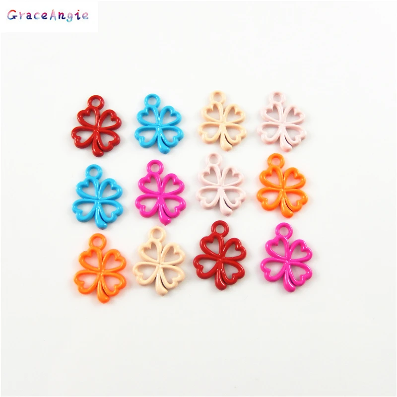 GraceAngie 30 шт. в стиле клевера из металлического сплава эмалированные Подвески DIY