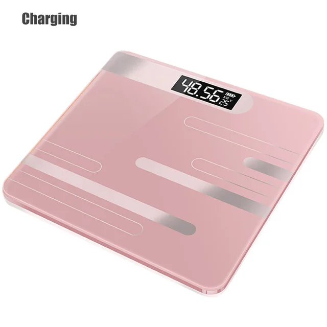 Charging Pink ONEUP ванная комната пол тела весы стекло Смарт Электронные весы usb зарядка ЖК-дисплей Взвешивание тела дома цифровые весы - Цвет: Charging Pink