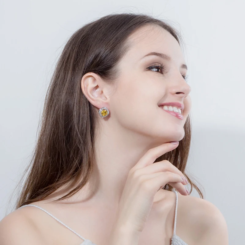 Модные женские серьги гвоздики Pera ювелирные изделия большие квадратные желтые и