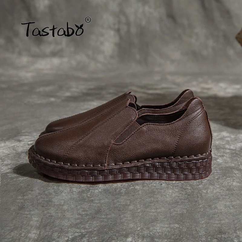 Tastabo/Модные Туфли-оксфорды; Винтажная обувь; мягкая кожа; цвет черный, коричневый; удобная обувь на мягкой подошве; повседневная женская обувь на плоской подошве