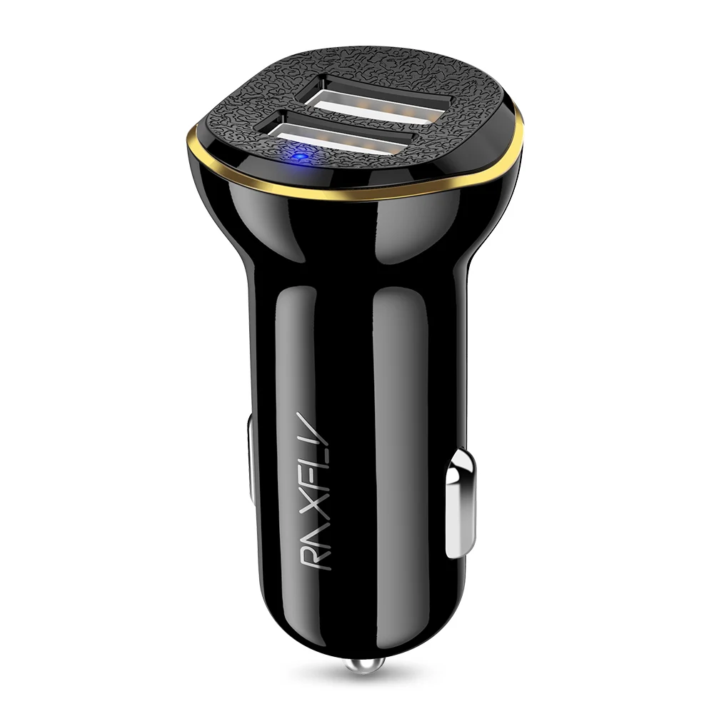 USB raxfly автомобиля Зарядное устройство для iPhone samsung двойной 2 Порты светодио дный Дисплей USB Автомобильное Зарядное устройство для Xiaomi huawei зарядки телефона аксессуары - Тип штекера: Black