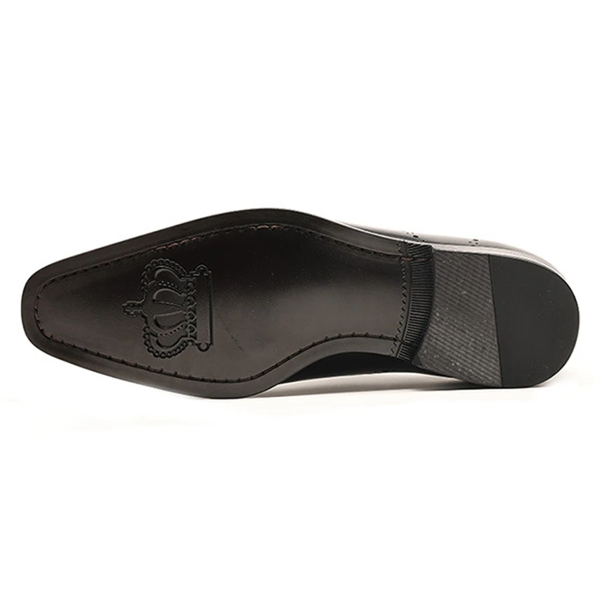 

Summer Designer Genuine Leather Formal Medallion Brogues Shoes Square Toe Men's Breathable Carved Wedding Party Oxfords SG155