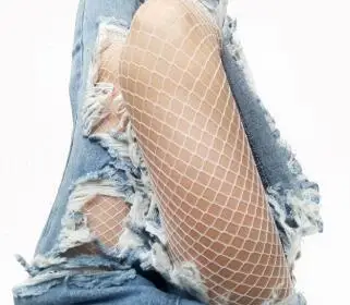 Black sexy women stocking fishnet club tights panty knitting net pantyhose trouser mesh long stockings tights for women girls - Color: White-Medium